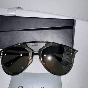 Dior Men's Gunmetal Frame with Dark Black Lenses Sunglasses